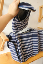 NEW Fit & Fresh Insulated Baby Bottle Bag featuring Navy and White Stripe Pattern Set