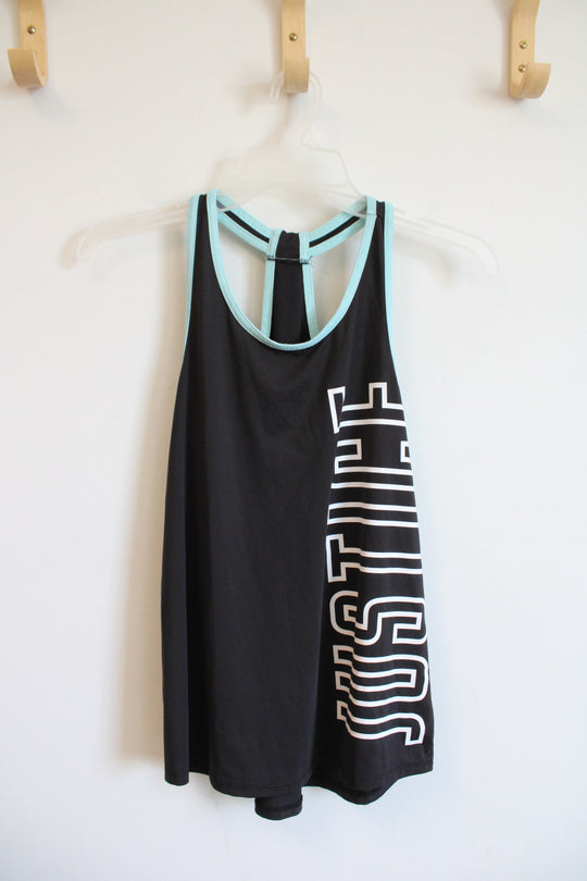 Justice Active Black & Blue Racerback Tank Top | Youth 14/16