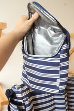 NEW Fit & Fresh Insulated Baby Bottle Bag featuring Navy and White Stripe Pattern Set
