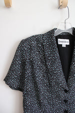 Danny & Nicole Black Blue & White Dotted Button Down Top | 10