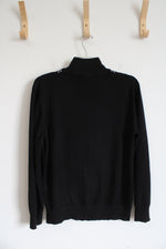Paul Jones Black Chevron & Herringbone 1/4 Zip Sweater | M