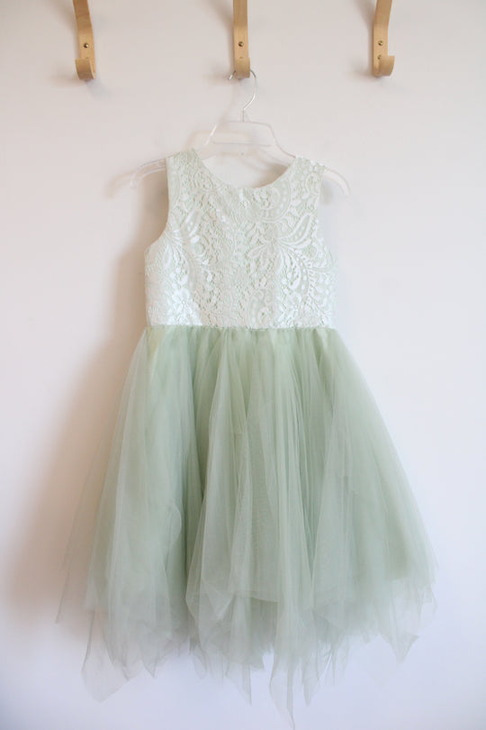 Mint Green & White Lace Tulle Dress | Youth 8
