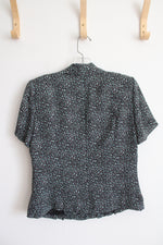 Danny & Nicole Black Blue & White Dotted Button Down Top | 10