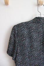 Danny & Nicole Black Blue & White Dotted Button Down Top | 10