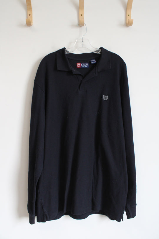 NEW Chaps Navy Blue Long Sleeved Polo Shirt | XXL