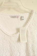 NEW Isaac Mizrahi White SS Lace Top | M