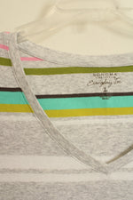 NEW Sonoma Gray Pink and Green Striped Everyday Tee | L