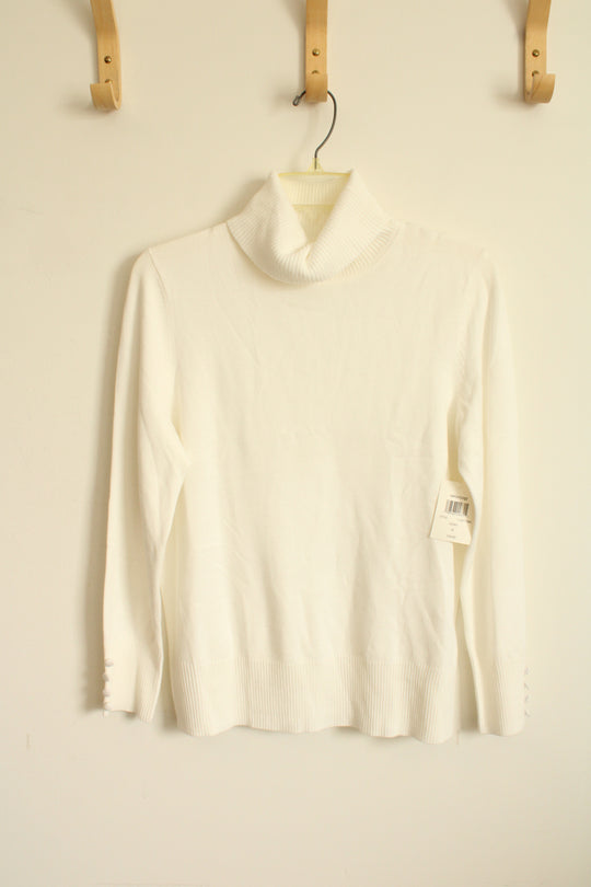 NEW Retrology White Turtleneck Sweater | M