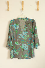 Old Navy Blue and Green Sheer Blouse | M