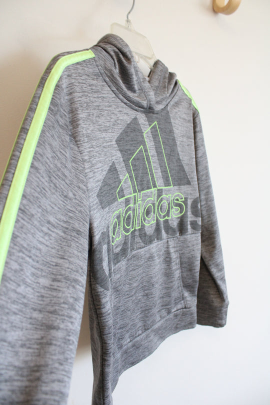Adidas Gray & Green Hoodie | Youth S (8)