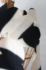 NEW Kate Spade Scalloped Black & White Stripe Wool Scarf