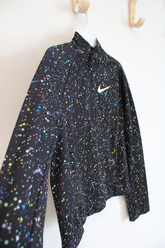 Nike Dri-Fit Black Colorful Splatter 1/4 Zip Sweatshirt | Youth L