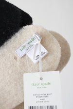 NEW Kate Spade Scalloped Black & White Stripe Wool Scarf