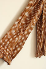 Loft Brown with White Dots Long Sleeve Blouse | S