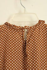 Loft Brown with White Dots Long Sleeve Blouse | S