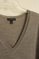 Lane Bryant Fine Moreno Gray V-neck LS Sweater | 18/20