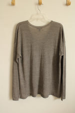 Lane Bryant Fine Moreno Gray V-neck LS Sweater | 18/20