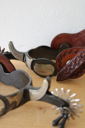 Leather Engraved Western Spurs