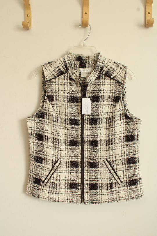NEW Christopher and Banks Black and White Zip-up Vest | S