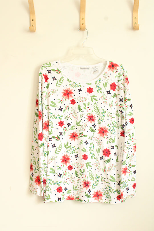 NEW Bonnie Evans Pointsetta Floral Long Sleeve Shirt | XL