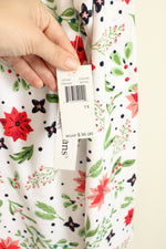 NEW Bonnie Evans Pointsetta Floral Long Sleeve Shirt | XL