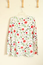 NEW Bonnie Evans Pointsetta Floral Long Sleeve Shirt | XL