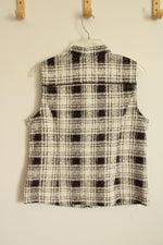 NEW Christopher and Banks Black and White Zip-up Vest | S