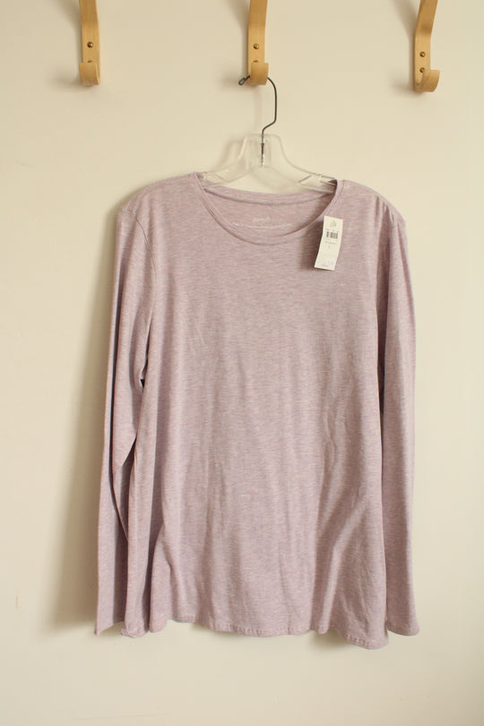 NEW J.Jill Light Purple Pima Cotton LS Crew T-shirt | L