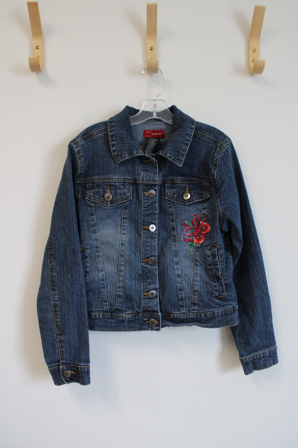 Arizona Colorful Embroidered Butterfly Denim Jacket | Youth L