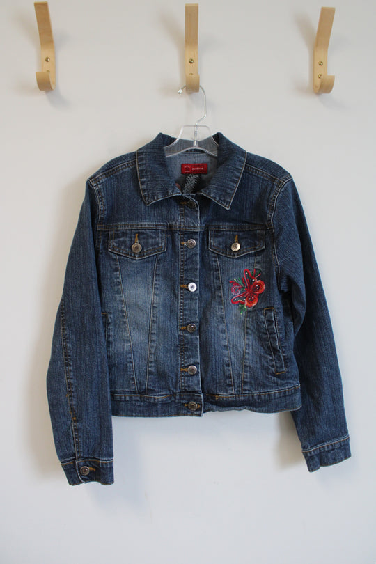 Arizona Colorful Embroidered Butterfly Denim Jacket | Youth L