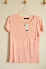New SUNBS Light Pink V-neck Pocket T-shirt | S