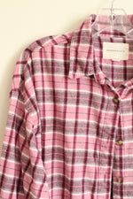 Aeropostale Pink and Mauve Plaid Button Up Shirt | M