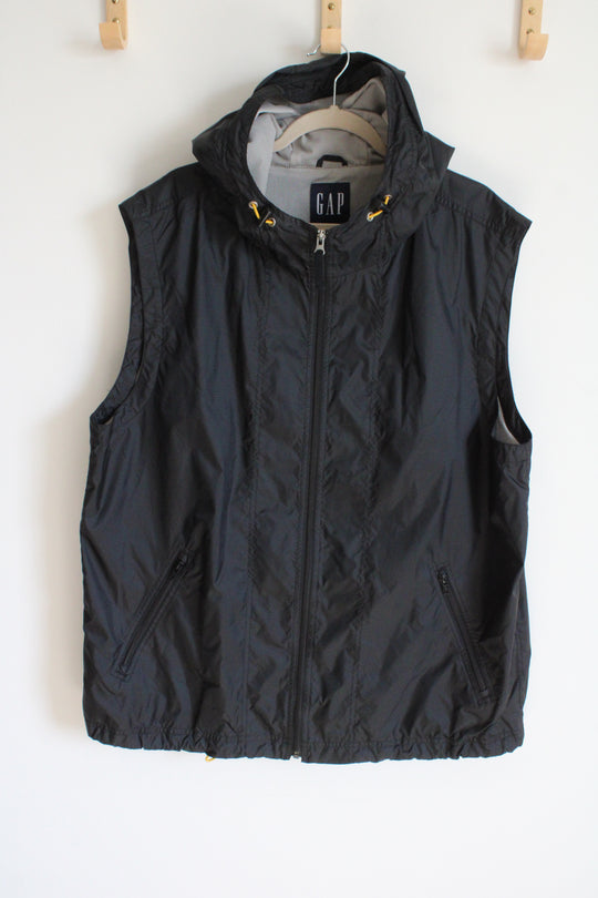 Gap Vintage Black Windbreaker Vest | XL