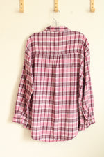 Aeropostale Pink and Mauve Plaid Button Up Shirt | M