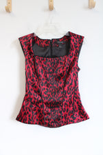 White House Black Market Red & Black Leopard Print Corset Top | 4