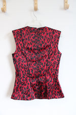 White House Black Market Red & Black Leopard Print Corset Top | 4