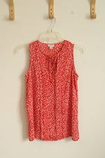 J. Crew Red Floral Sleeveless Top with Tie Detail | XXS