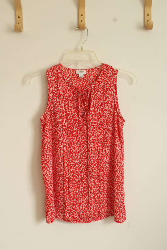 J. Crew Red Floral Sleeveless Top with Tie Detail | XXS