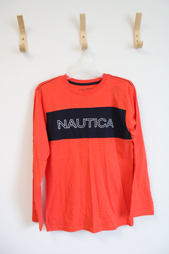 Nautica Orange & Black Long Sleeved Shirt | Youth L (14/16)