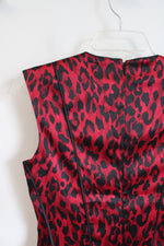 White House Black Market Red & Black Leopard Print Corset Top | 4