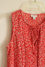 J. Crew Red Floral Sleeveless Top with Tie Detail | XXS