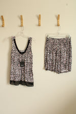 NEW Vera Wang Black Pink and White Printed Pajama Set | S
