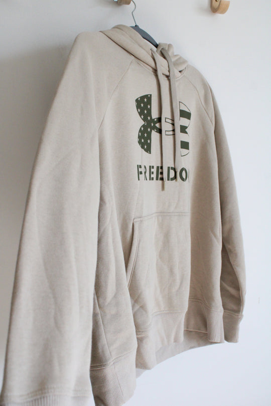 Under Armour Loose Fit Tan & Green Logo Hoodie | XL