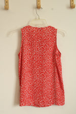 J. Crew Red Floral Sleeveless Top with Tie Detail | XXS