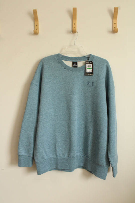 Under Armor Heather Blue Oversized Crewneck Sweatshirt | L