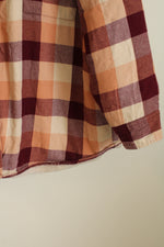 Natural Reflections Orange and Red Plaid Sherpa Lined Button up Top | XXL