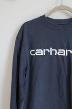 Carhartt Original Fit Dusty Blue Long Sleeved Logo Tee | M