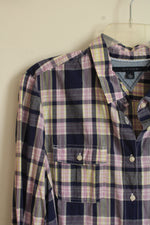 Tommy Hilfiger Purple Plaid Button Up Dress Top | XL