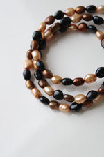 Brown Black Tan Baroque Pearl Bracelets | Set Of 3