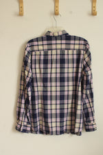 Tommy Hilfiger Purple Plaid Button Up Dress Top | XL